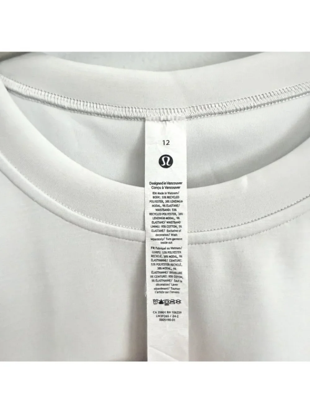 Lululemon White Softstreme Gathered Short Sleeve Shirt Cropped Women’s Size 12